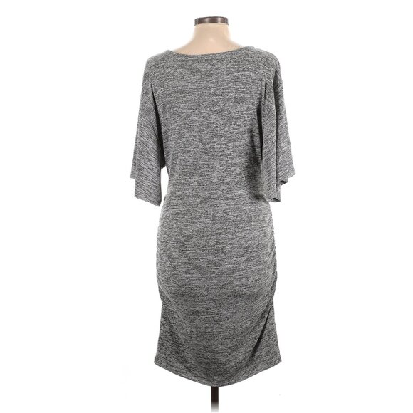 Leith Womans L Grey Heather Faux Wrap Dress Grey Heather Cinch Sides - Picture 2 of 2